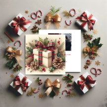 Rustikale Weihnachtscoquette Kariert Bow Holly Pin