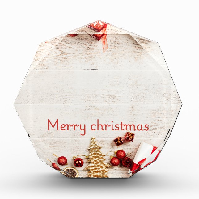 Rustikale Weihnachtsdekoration Fotoblock (Vorderseite)