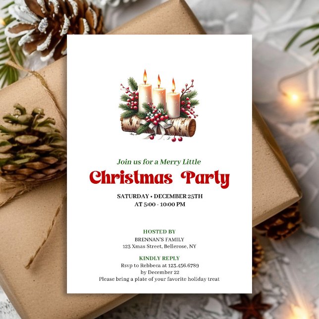 Rustikale Weihnachtsdekoration Kerzen Einladung (Rustic Christmas Decoration Candles Invitation)