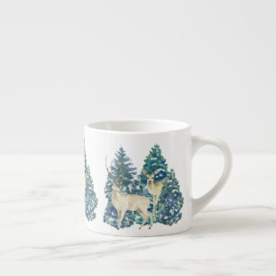 Rustikale Weihnachtsdekoration mit Schnee Wald Hir Espressotasse