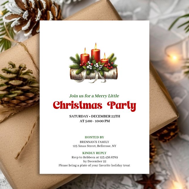 Rustikale Weihnachtsdekoration Stechpalmen-Beeren  Einladung (Rustic Christmas Decoration Holly Berries Invite)