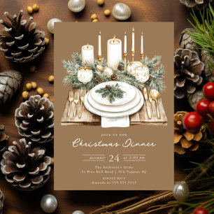 Rustikale Weihnachtsdinner-Einladung mit Kerzenlic Einladung
