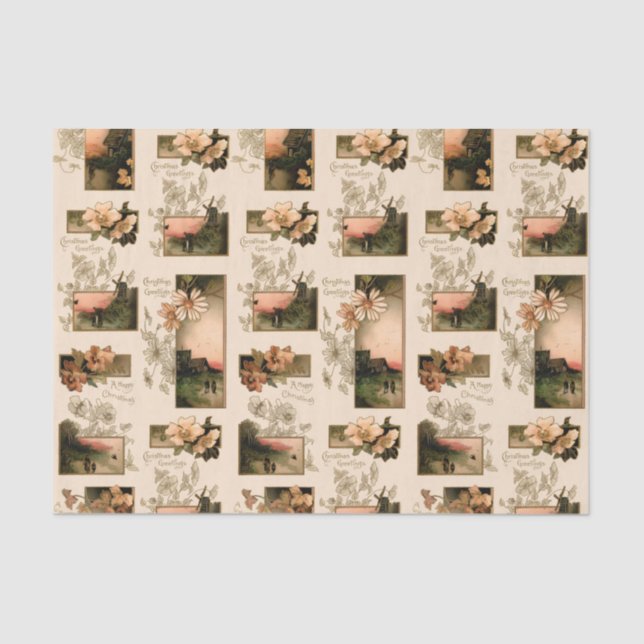 Rustikale Weihnachtsdörfer mit Blume Seidenpapier (Vorderseite)