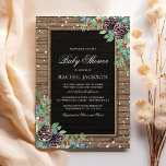 Rustikale Weihnachtsdusche Einladung<br><div class="desc">Rustikale Winterdusche mit rustikalem Holzfußboden,  schwarzem Chalkboard Kernstück,  Seil,  Weihnachtskiefern,  Beeren,  Blättern,  weißen Schneeplätzen und personalisierter Babydusche-Textvorlage.</div>