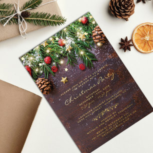 Rustikale Weihnachtsfeier Folieneinladung