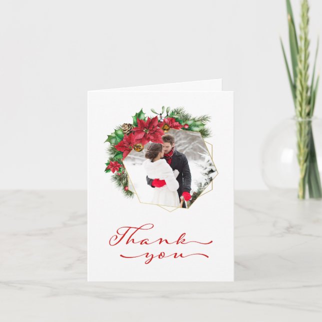 Rustikale Weihnachtsfeier Vielen Dank Dankeskarte (Vorderseite)