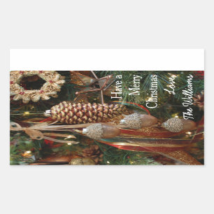 Rustikale Weihnachtsfeiertage Rechteckiger Aufkleber