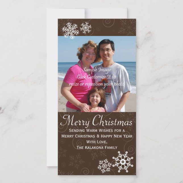 Rustikale Weihnachtsfeiertage Snowflake Fotokarte  Feiertagskarte (Vorderseite)