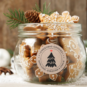 Rustikale Weihnachtsgoodies Herz Personalisiert Runder Aufkleber