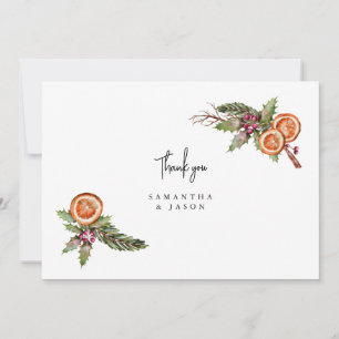 Rustikale Weihnachtsgrün GewürzWedding Dankeskarte