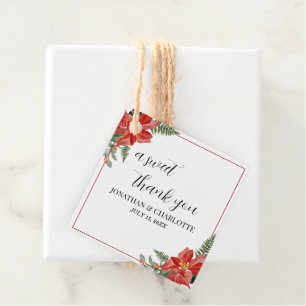 Rustikale Weihnachtshochzeit Poinsettia Rot Geschenkanhänger