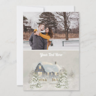 Rustikale Weihnachtshütte Wintersolstice Wald Feiertagskarte