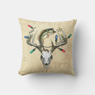 Rustikale Weihnachtsjagd Fischen Hirschantler Kissen