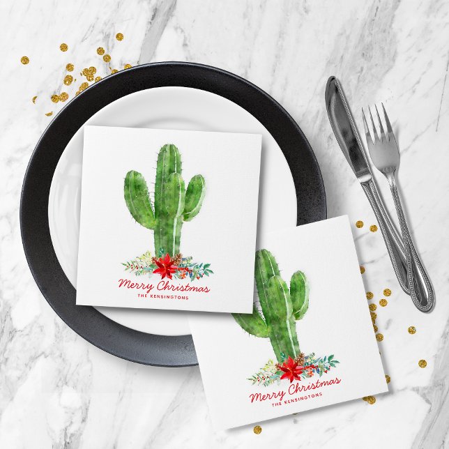 Rustikale Weihnachtskaktus Holiday Floral Serviette (Rustic Christmas Cactus Holiday Floral Napkins)