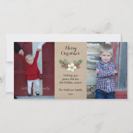 Rustikale Weihnachtskarte 2 Foto / rot Feiertagskarte