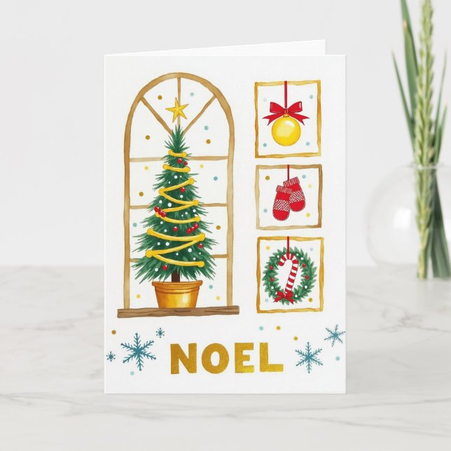 Rustikale Weihnachtskarte mit Immergrünem Baum Karte (Vorderseite)