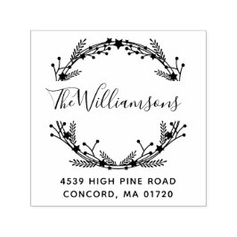 Rustikale Weihnachtskranz Individuelle Name Rückse Permastempel