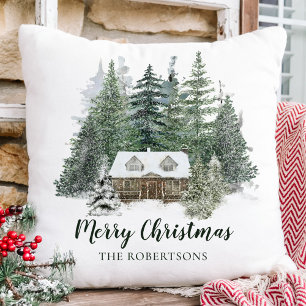 Rustikale Weihnachtslandhütte Kissen