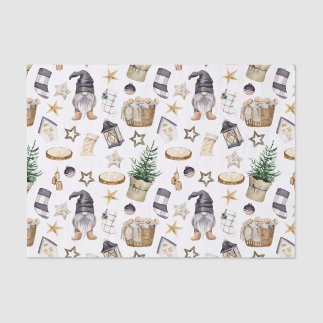 Rustikale Weihnachtslandschaften und Dekorationen Seidenpapier (Vorderseite)