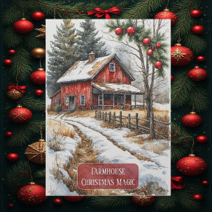 Rustikale Weihnachtsmagie im Landhausstil  Feiertagskarte