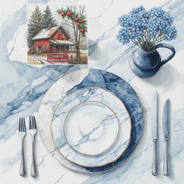 Rustikale Weihnachtsmagie im Landhausstil Vintage  Glasuntersetzer (Farmhouse Christmas Magic Vintage Rustic Glass Coaster)