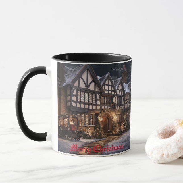 Rustikale Weihnachtsmagie Tasse (Mit Donut)