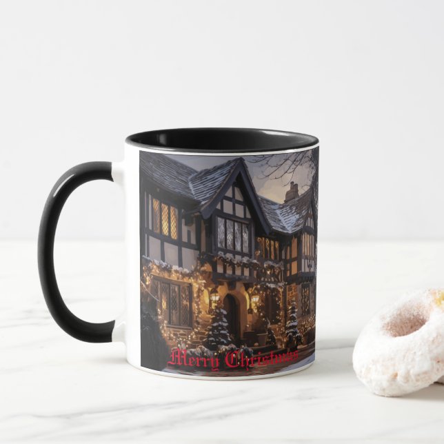 Rustikale Weihnachtsmagie Tasse (Mit Donut)