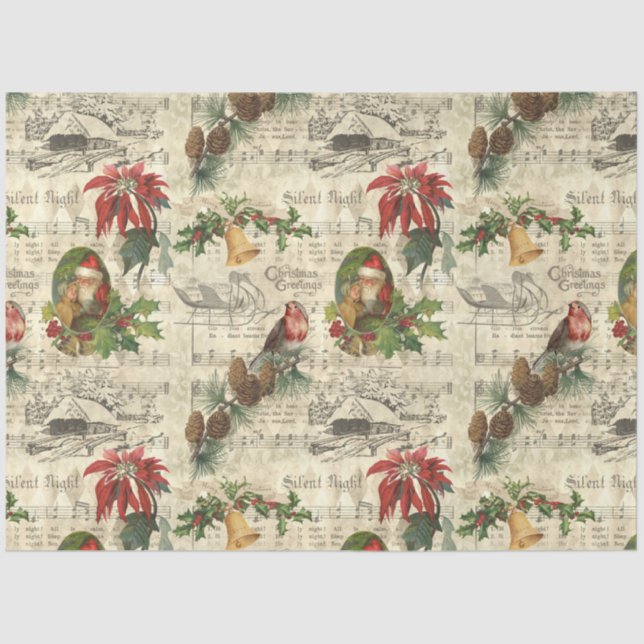 Rustikale Weihnachtsmusik Florenz Ephemera Seidenpapier (Vorderseite)