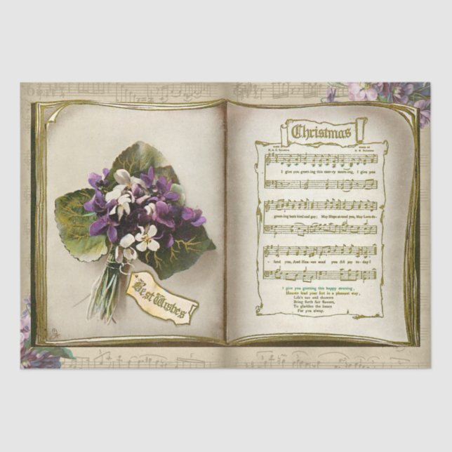 Rustikale Weihnachtsmusik mit Violetten Seidenpapier (Vorderseite)