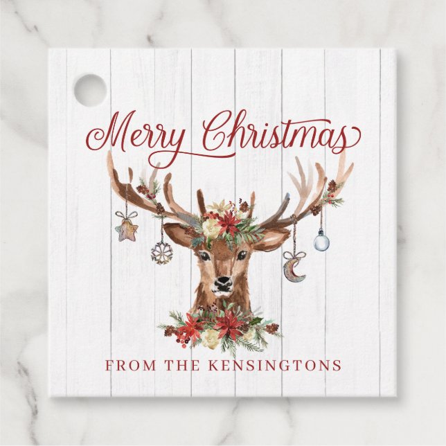 Rustikale Weihnachtsschmuck | Holz Geschenkanhänger (Vorderseite)