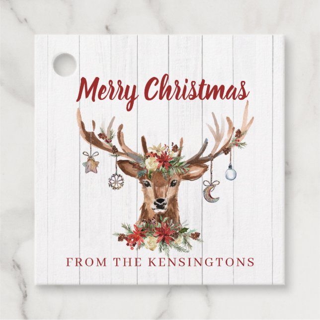 Rustikale Weihnachtsschmuck | Holz Geschenkanhänger (Vorderseite)