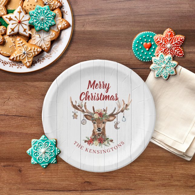 Rustikale Weihnachtsschmuck | Holz Pappteller (Rustic Christmas Reindeer Ornaments | Wood Paper Plates)