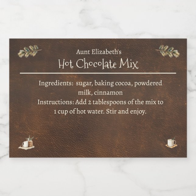 Rustikale Weihnachtsschokolade Cocoa Mix Lebensmitteletikett (Einzelnes Label)