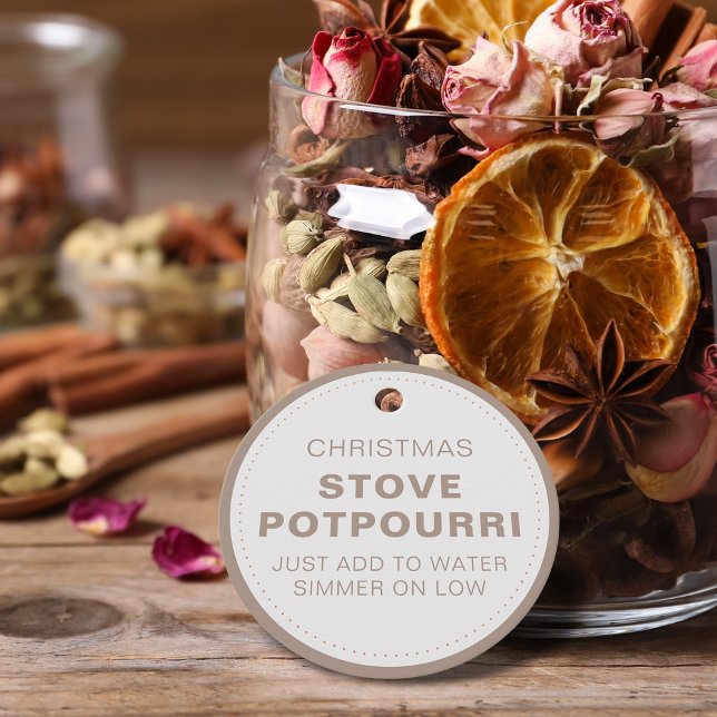 Rustikale Weihnachtsstove Potpourri Geschenkanhänger (Rustic Christmas Stove Potpourri Favor Tags)