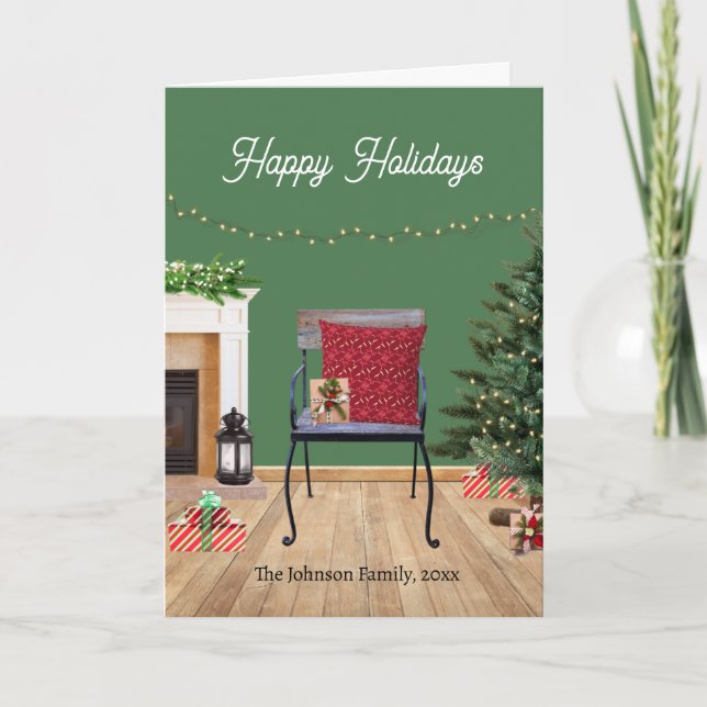 Rustikale Weihnachtsszene Faltenkarte Dankeskarte (Vorderseite)