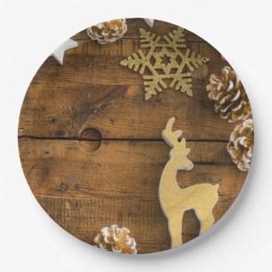 Rustikale Weihnachtsszenen-WegwerfpapierTeller Pappteller