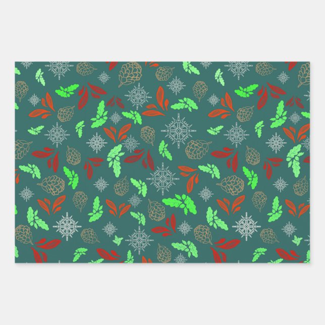 Rustikale Weihnachtsvibes Geschenkpapier Set (Vorderseite)