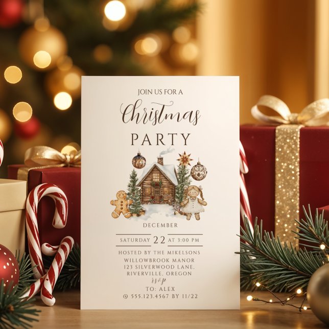 Rustikale Weihnachtszeit mit Lebkuchenhütte Einladung (Von Creator hochgeladen)