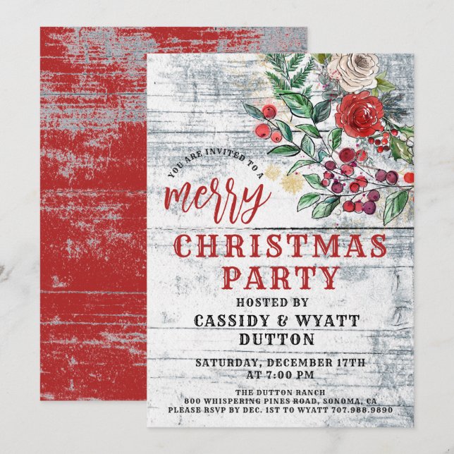 Rustikale Weihnachtszeit-Party Einladung (Vorne/Hinten)