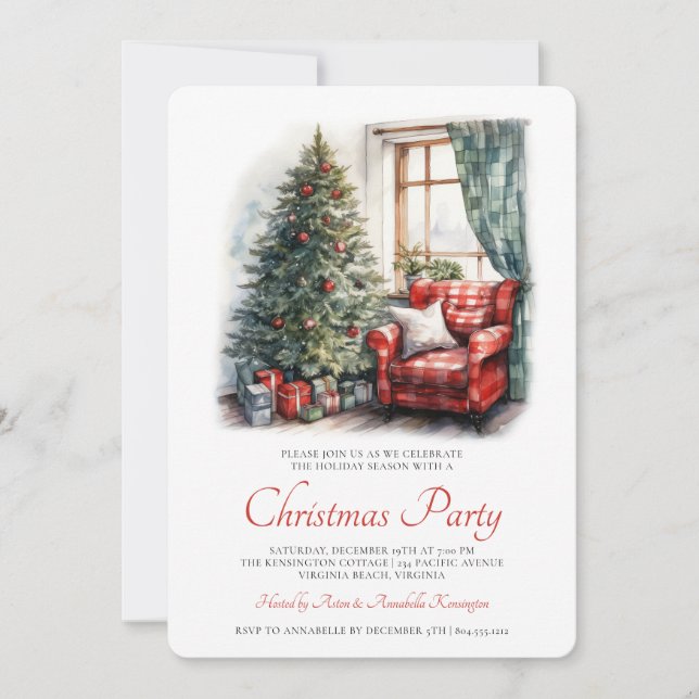 Rustikale Weihnachtszeit-Party Einladung (Vorderseite)