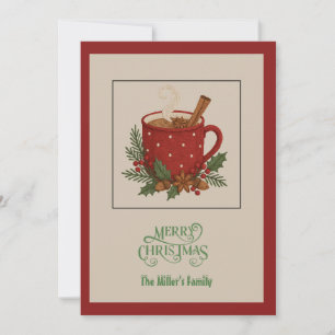 Rustikale Weihnachtszeit-Tasse mit Kakao und Zimt Feiertagskarte