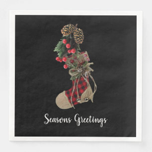 Rustikale Weihnachtszeitschrift Napkins - Strumpf Serviette