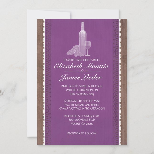 Rustikale Wein-Flaschen, die Einladungen Wedding (Vorderseite)