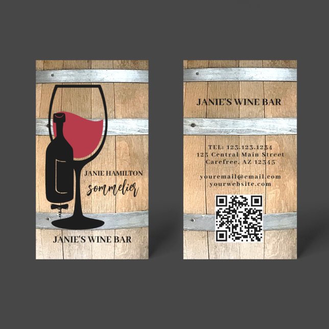 Rustikale Weinbar Weingut QR-Code Visitenkarte (Von Creator hochgeladen)