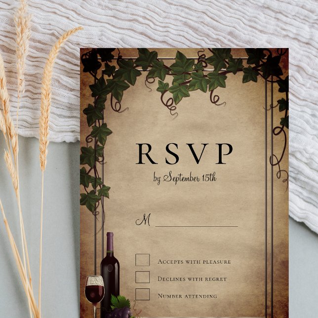 Rustikale Weinbauhochzeit RSVP Einladung (Von Creator hochgeladen)