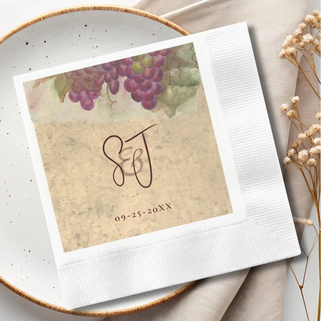 Rustikale Weinberg-Hochzeit Elegante Monogramm-Ini Serviette (Von Creator hochgeladen)