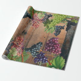 Rustikale Weinberge Holz & Trauben Geschenkpapier