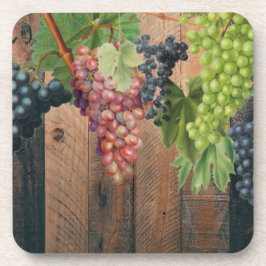 Rustikale Weinberge Holz & Trauben Getränkeuntersetzer
