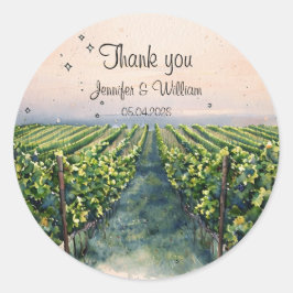 Rustikale Weinberge Zielort Italien Hochzeit Runder Aufkleber