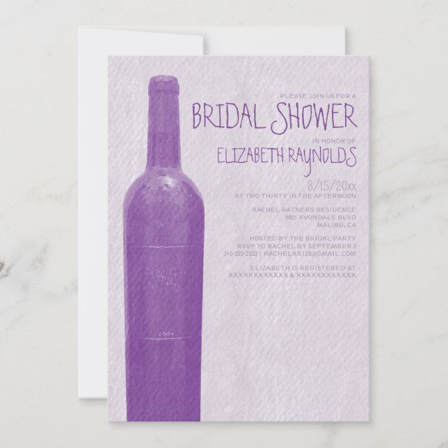 Rustikale Weinflasche Bridal Dusche Einladungen (Vorderseite)